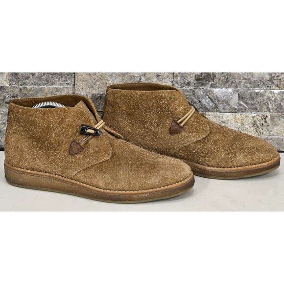 Trask Italian Suede Ankle Boot Brown Horn Toggle Bootie Womens Carissa 8M - Picture 1 of 14